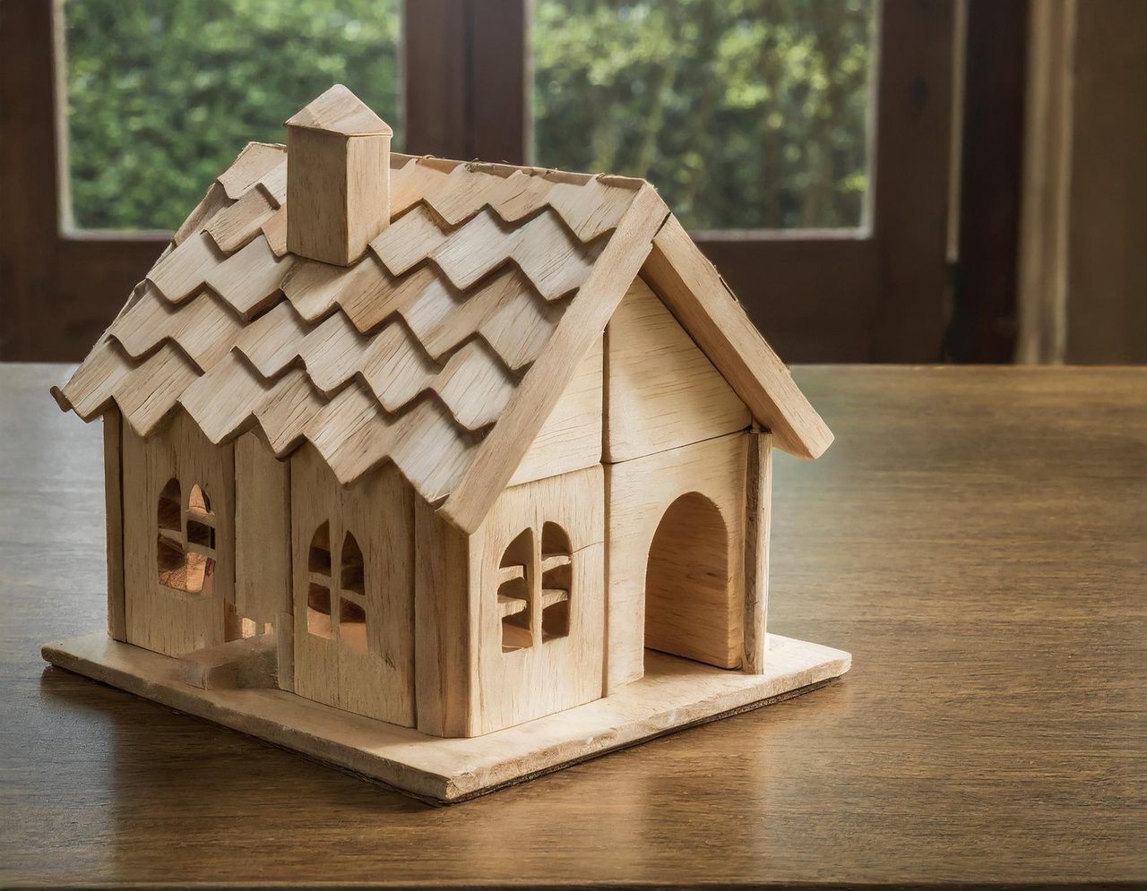 木でできた家の模型