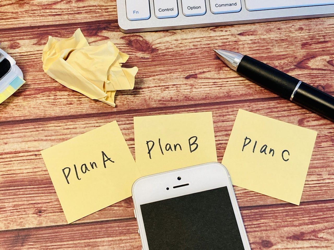 「Plan A」「Plan B」「Plan C」の付箋